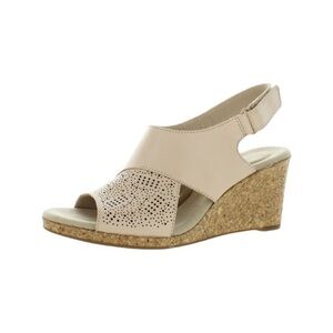Clarks Womens Lafley Joy Leather Open Toe Wedge Sandals size 11